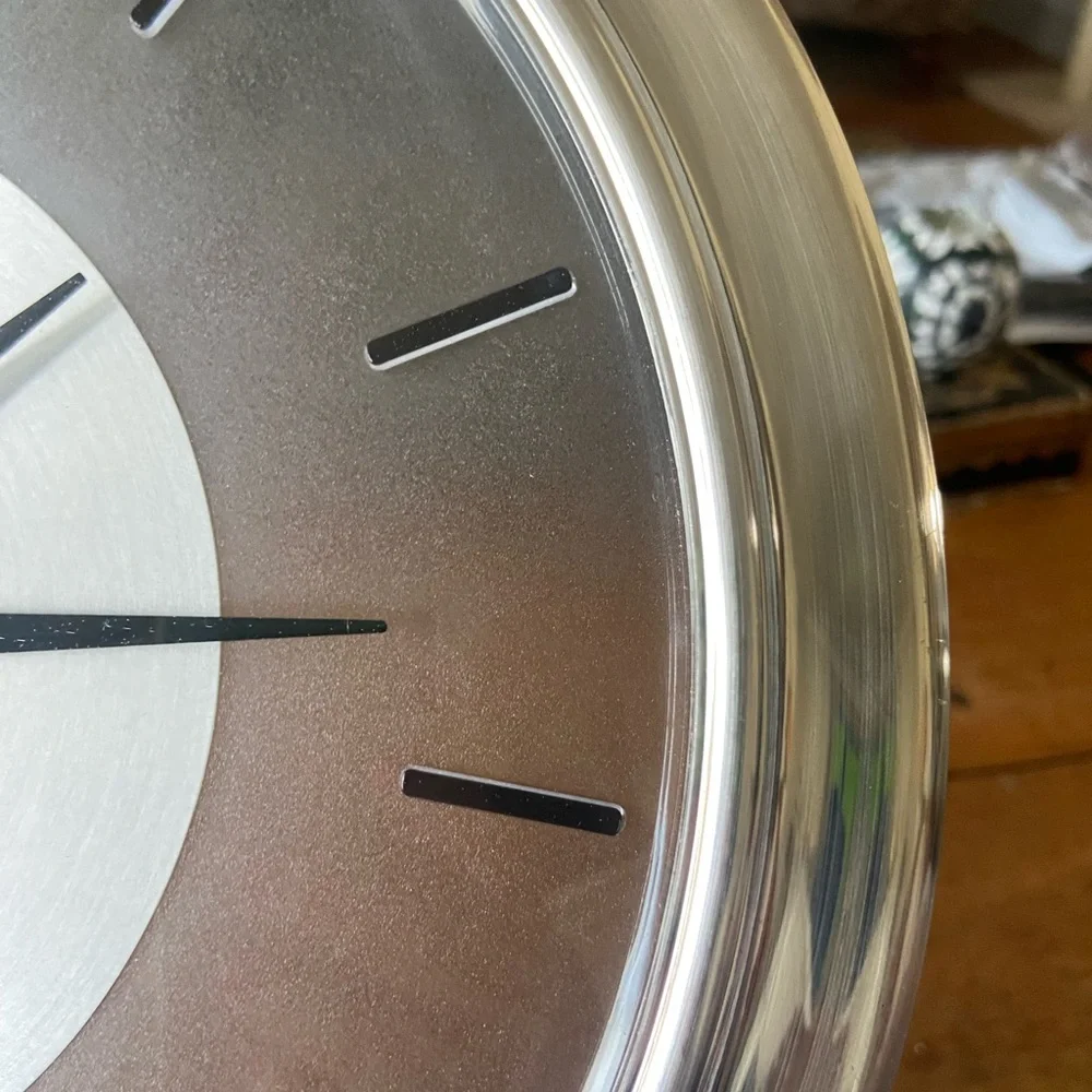 Vintage 1980’s Modern Silver Framed Wall Clock